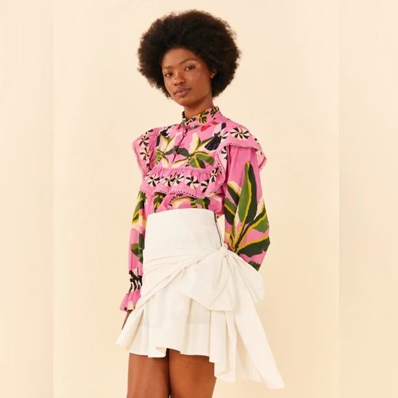 Farm Rio Mini White Knot Mini Skirt Size Medium - Picture 3 of 6